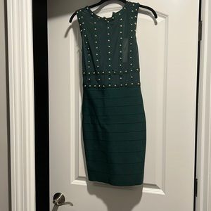 Hunter green dress with gold studs